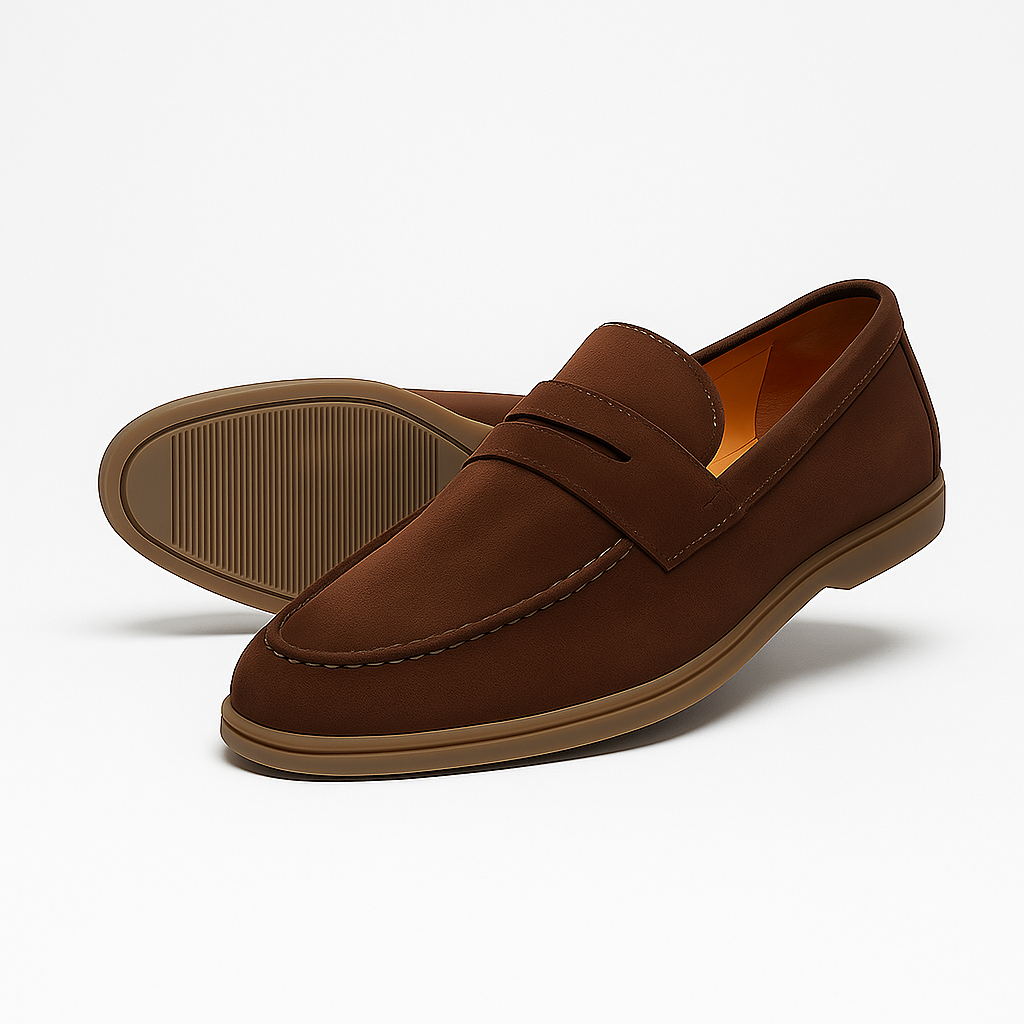 Slip-On Suede Loafers Leather Sole for Men