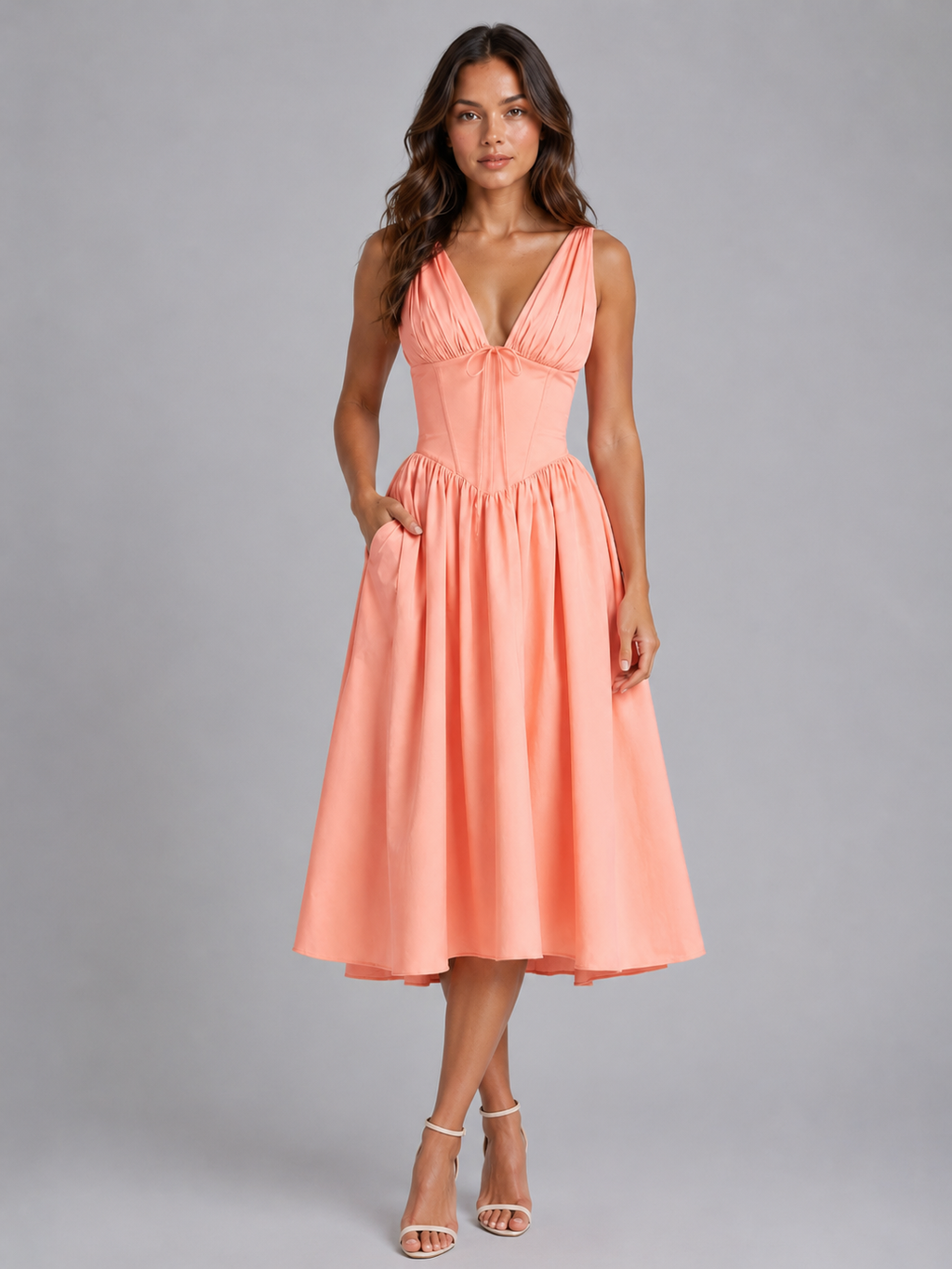 Women's Floral Midi Sundress for Summer Occasions