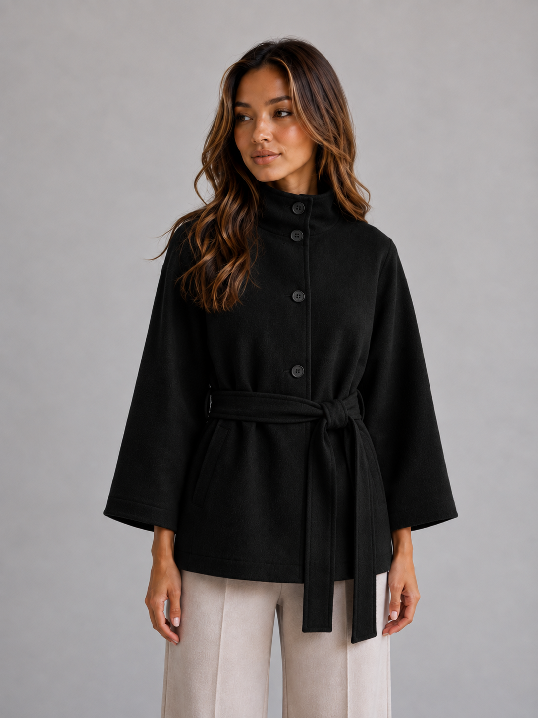 Women's Belted Cape Wrap Jacket