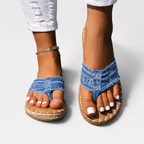 Women's Denim Woven Espadrille Slide Sandals