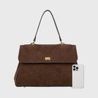 Women's Suede Shoulder Bag with Laptop Compartment
