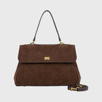 Women's Suede Shoulder Bag with Laptop Compartment