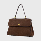 Women's Suede Shoulder Bag with Laptop Compartment