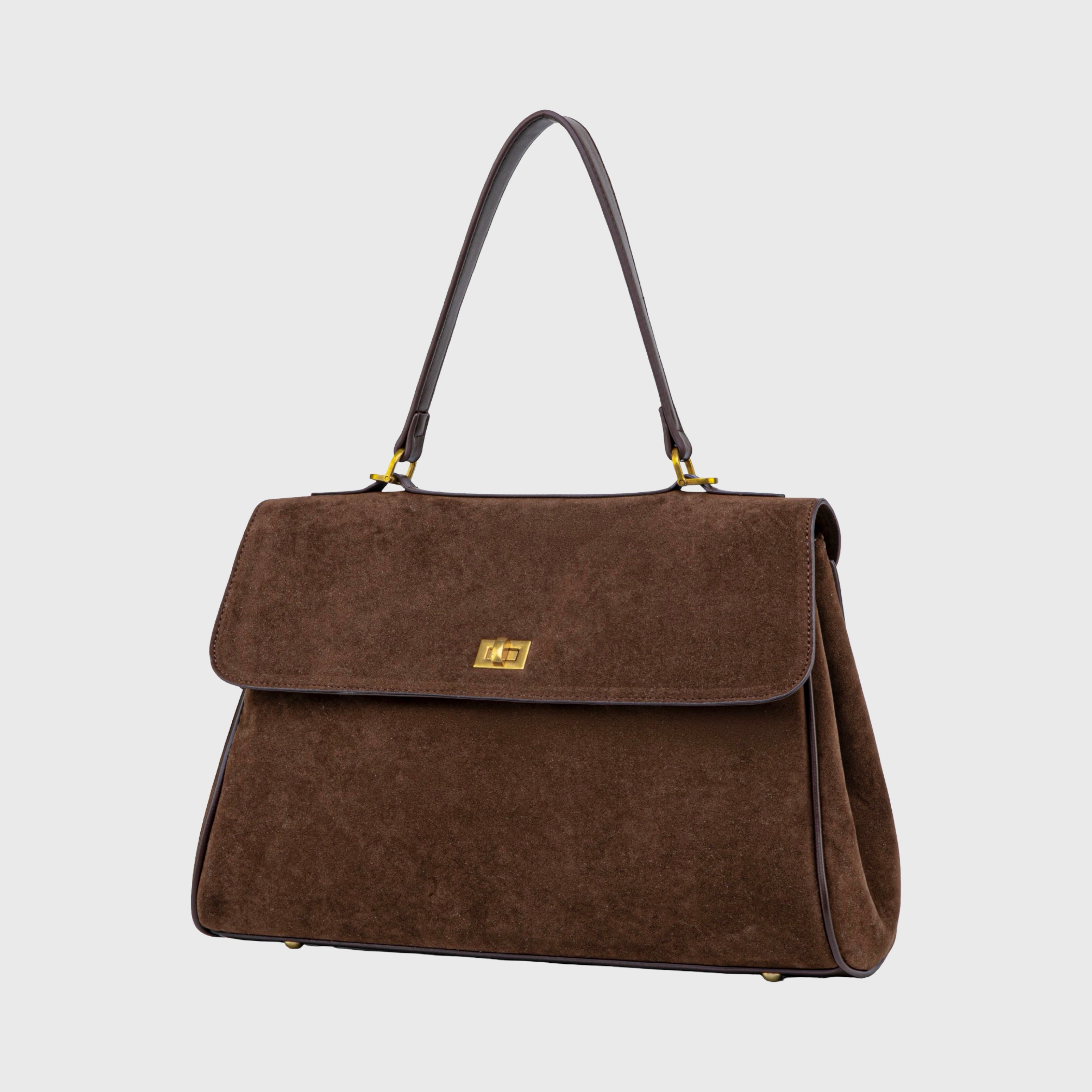 Women's Suede Shoulder Bag with Laptop Compartment