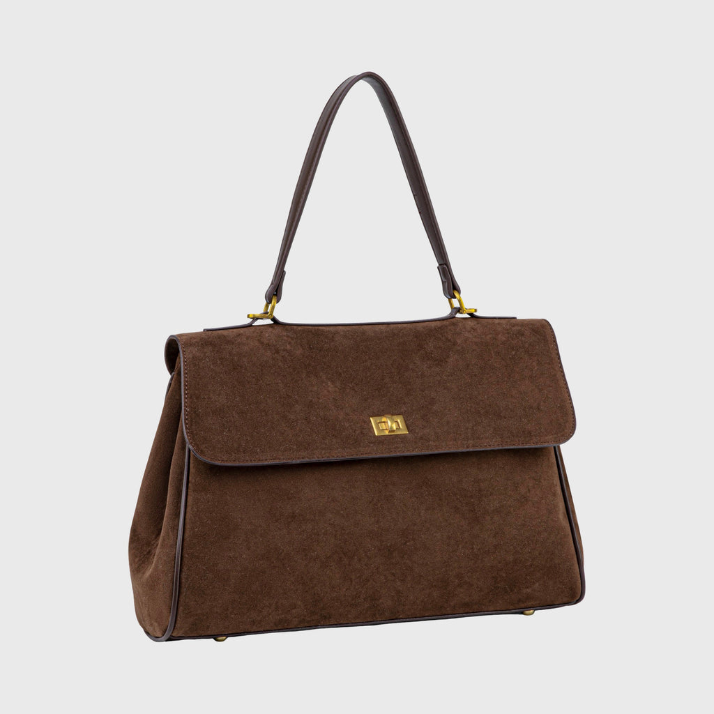 Women's Suede Shoulder Bag with Laptop Compartment