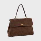 Women's Suede Shoulder Bag with Laptop Compartment