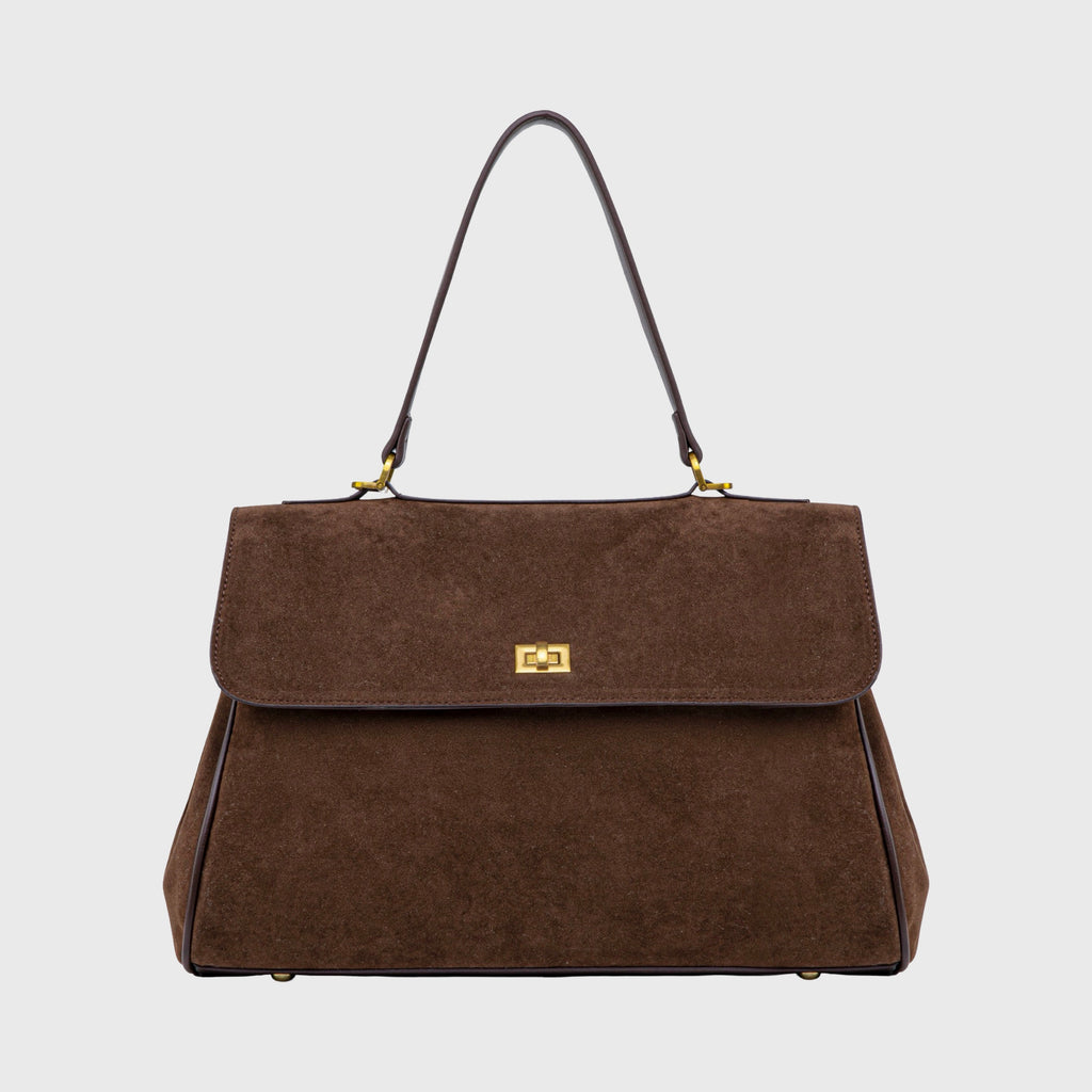 Women's Suede Shoulder Bag with Laptop Compartment