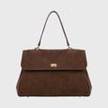 Women's Suede Shoulder Bag with Laptop Compartment