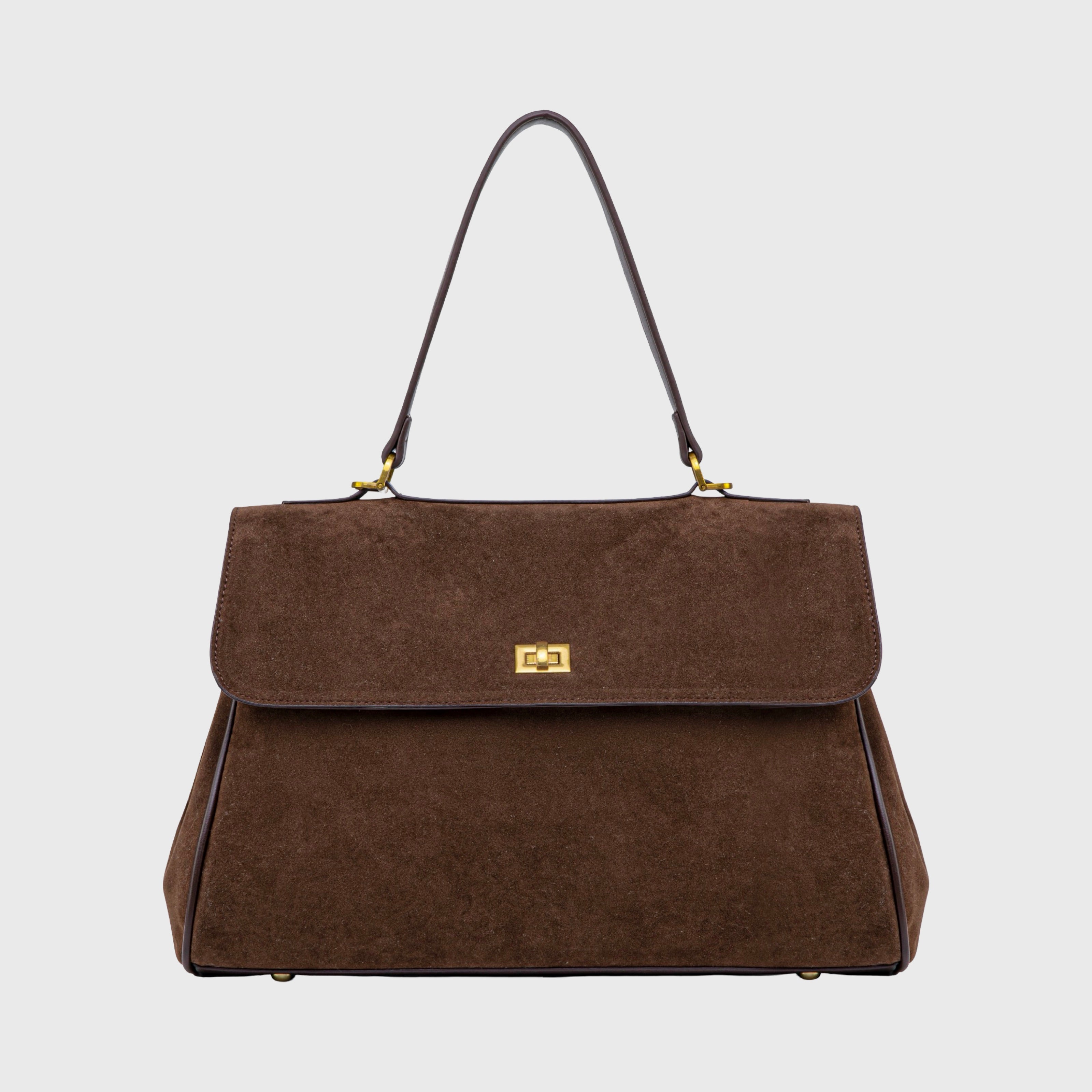 Women's Suede Shoulder Bag with Laptop Compartment