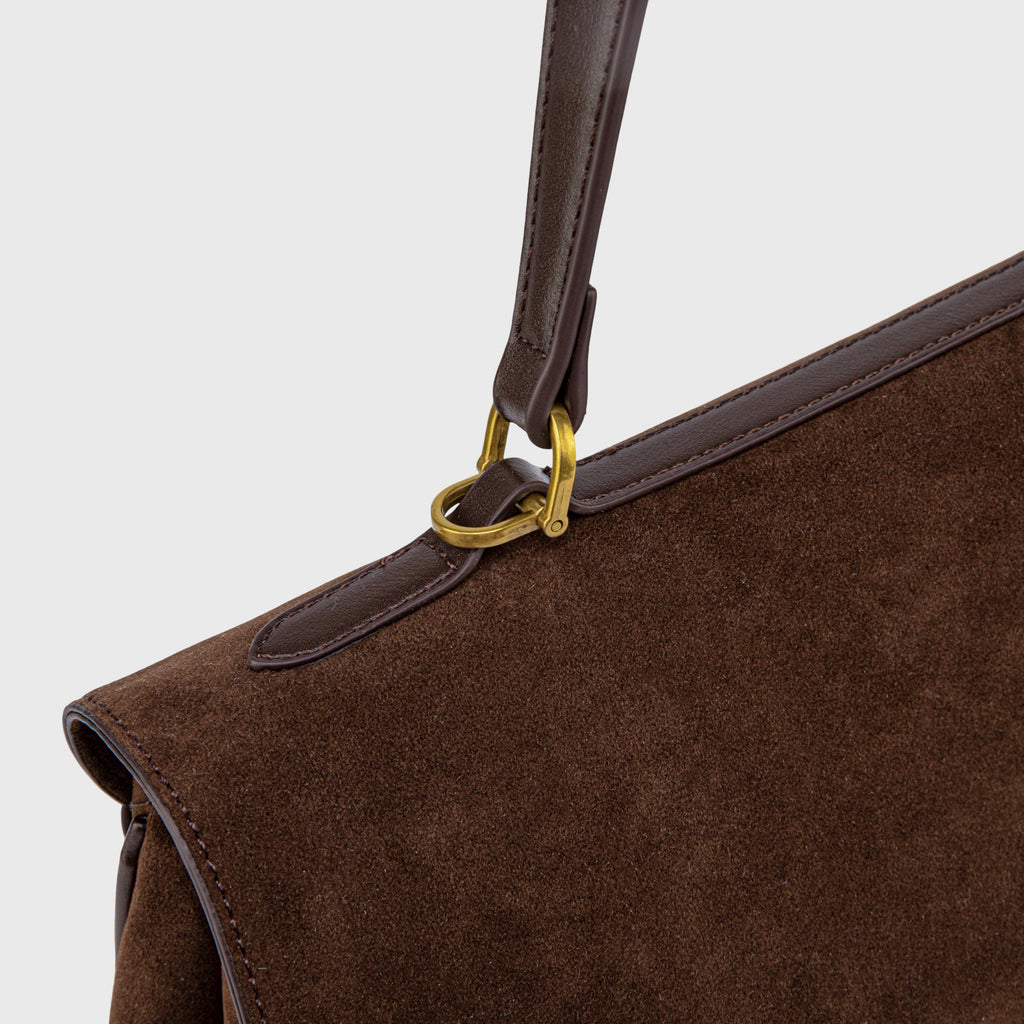 Women's Suede Shoulder Bag with Laptop Compartment