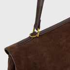 Women's Suede Shoulder Bag with Laptop Compartment