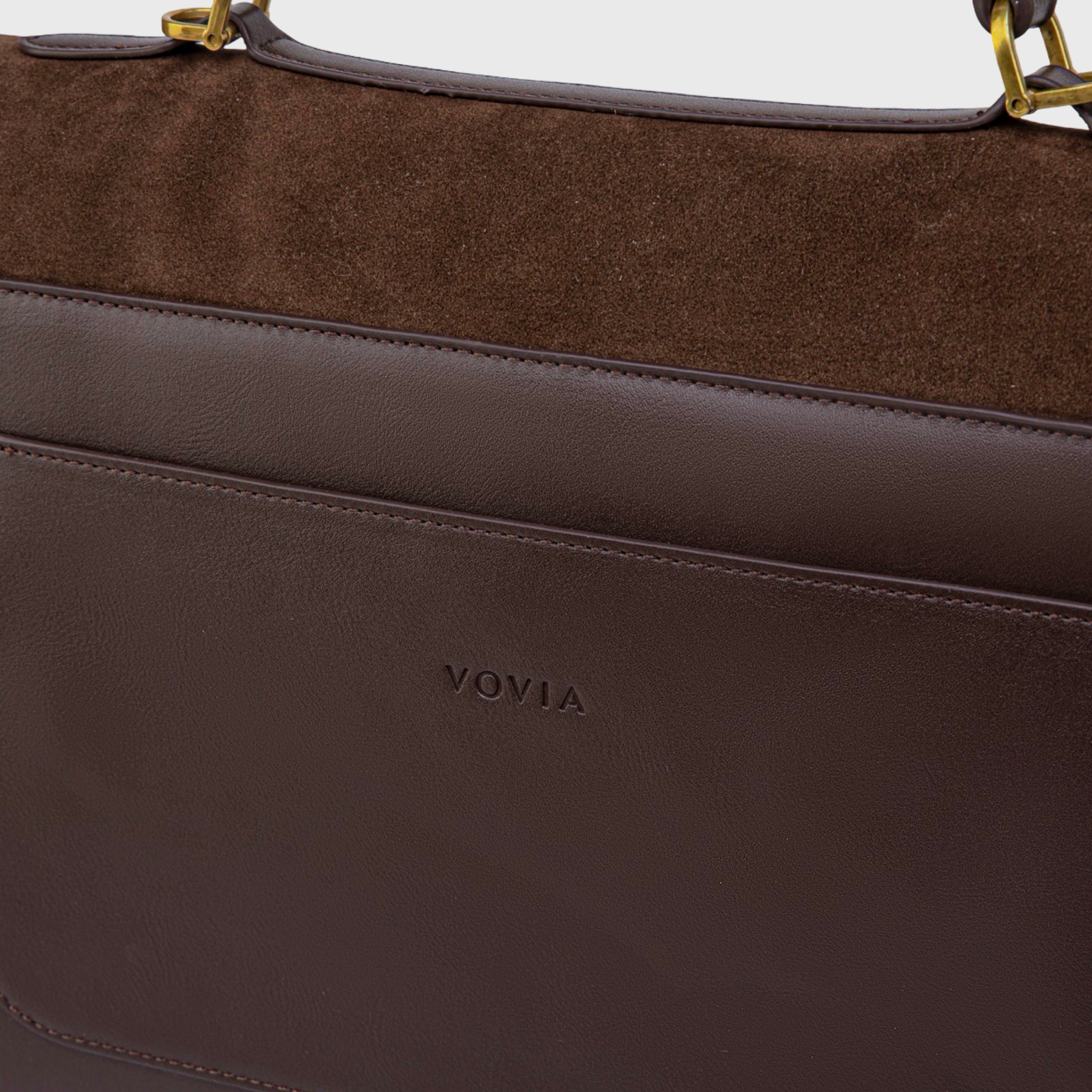Women's Suede Shoulder Bag with Laptop Compartment