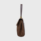 Women's Suede Shoulder Bag with Laptop Compartment