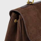 Women's Suede Shoulder Bag with Laptop Compartment