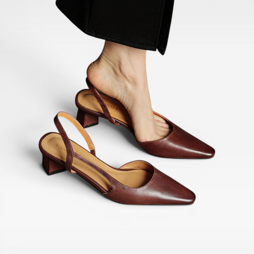 Women's Genuine Leather Pointed Kitten Heels