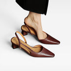 Women's Genuine Leather Pointed Kitten Heels