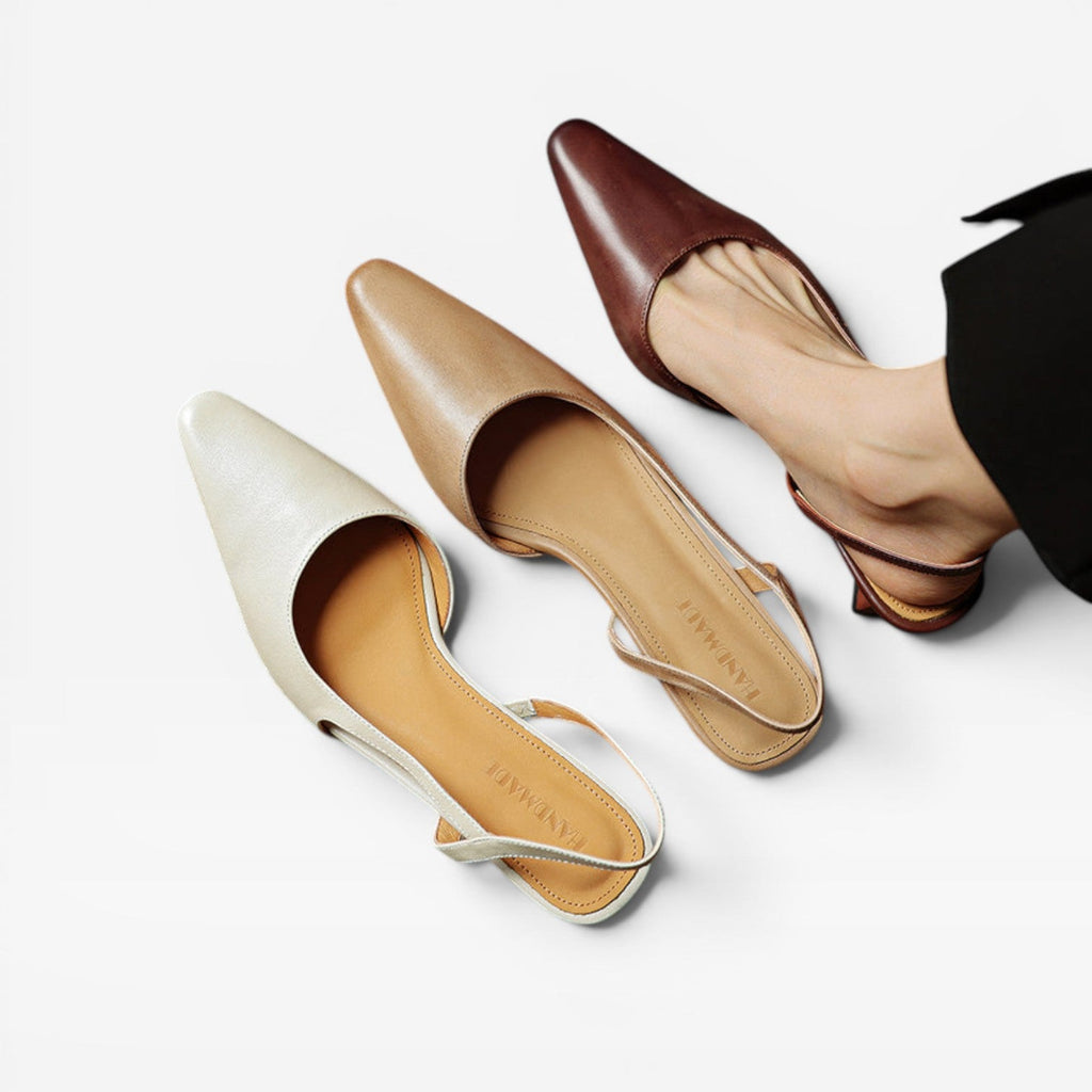 Women's Genuine Leather Pointed Kitten Heels
