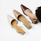 Women's Genuine Leather Pointed Kitten Heels