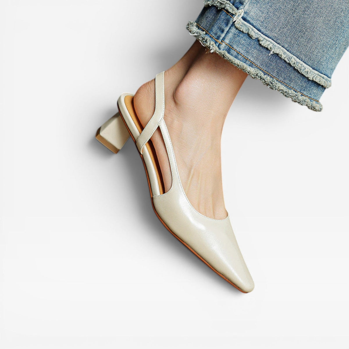 Women's Genuine Leather Pointed Kitten Heels