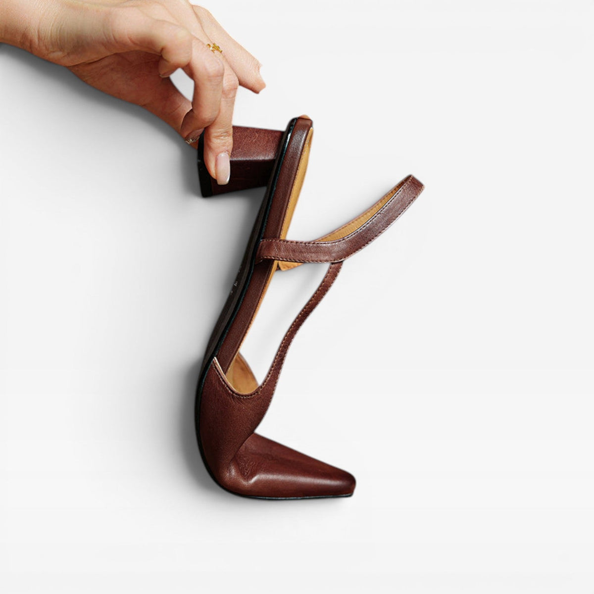 Women's Genuine Leather Pointed Kitten Heels