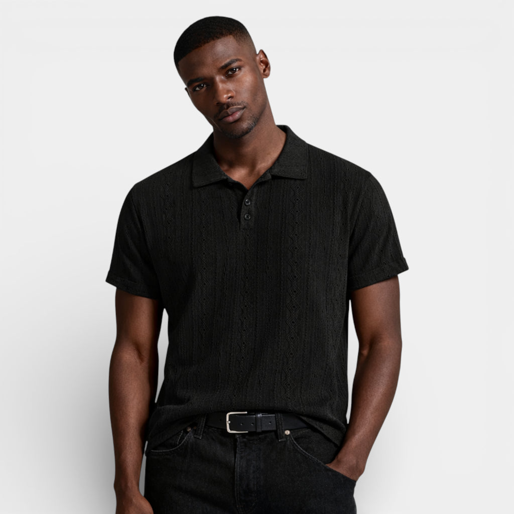 Geometric Pattern Short Sleeve Polo Shirt for Men