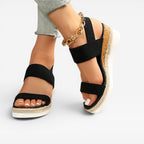 Women's Elastic Strap Espadrille Platform Sandals