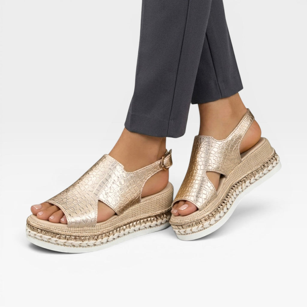 Women's Woven Platform Espadrille Sandals with Ankle Strap