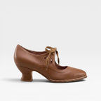 Women's Leather Lace-Up Low Heel Pumps