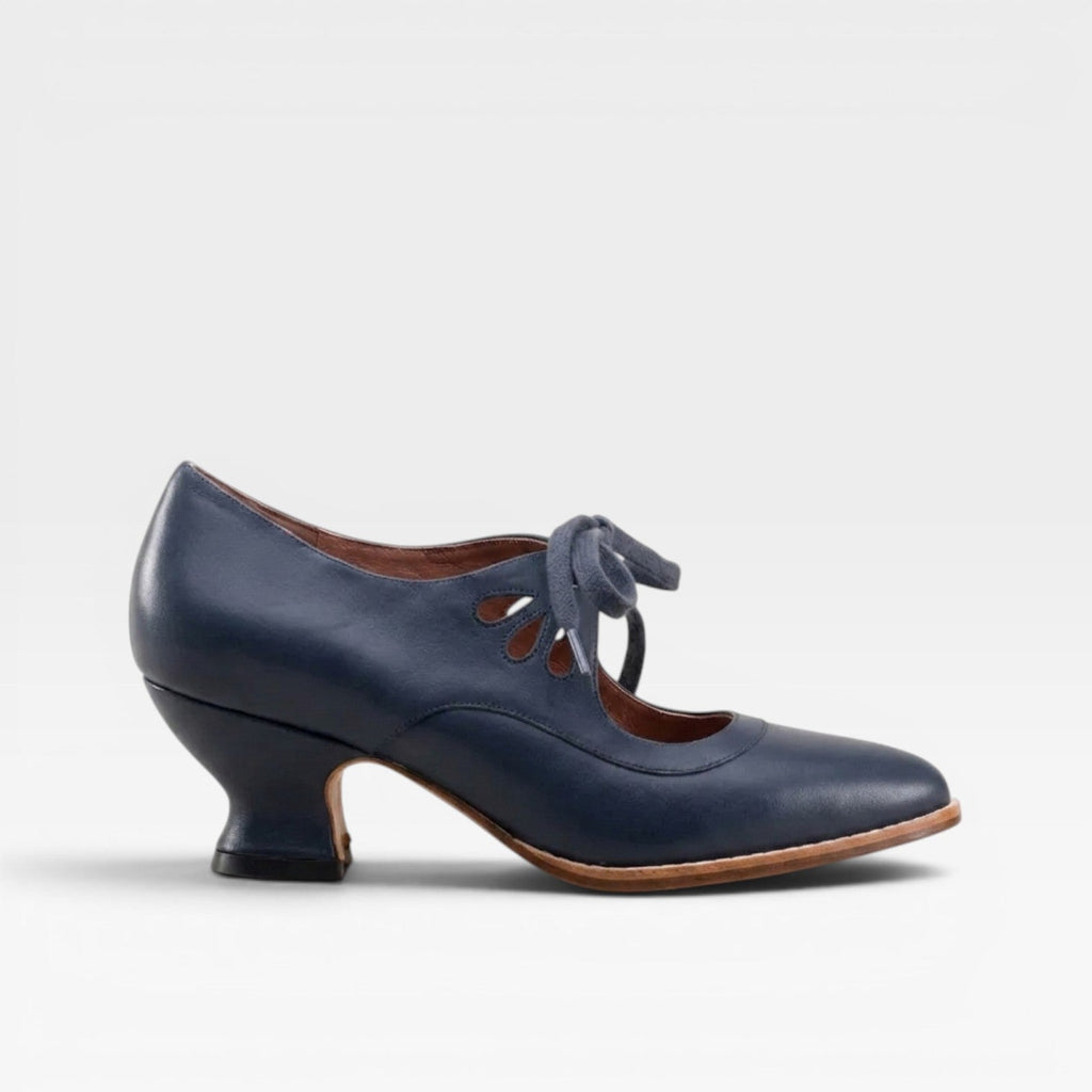 Women's Leather Lace-Up Low Heel Pumps