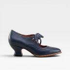 Women's Leather Lace-Up Low Heel Pumps