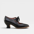 Women's Leather Lace-Up Low Heel Pumps