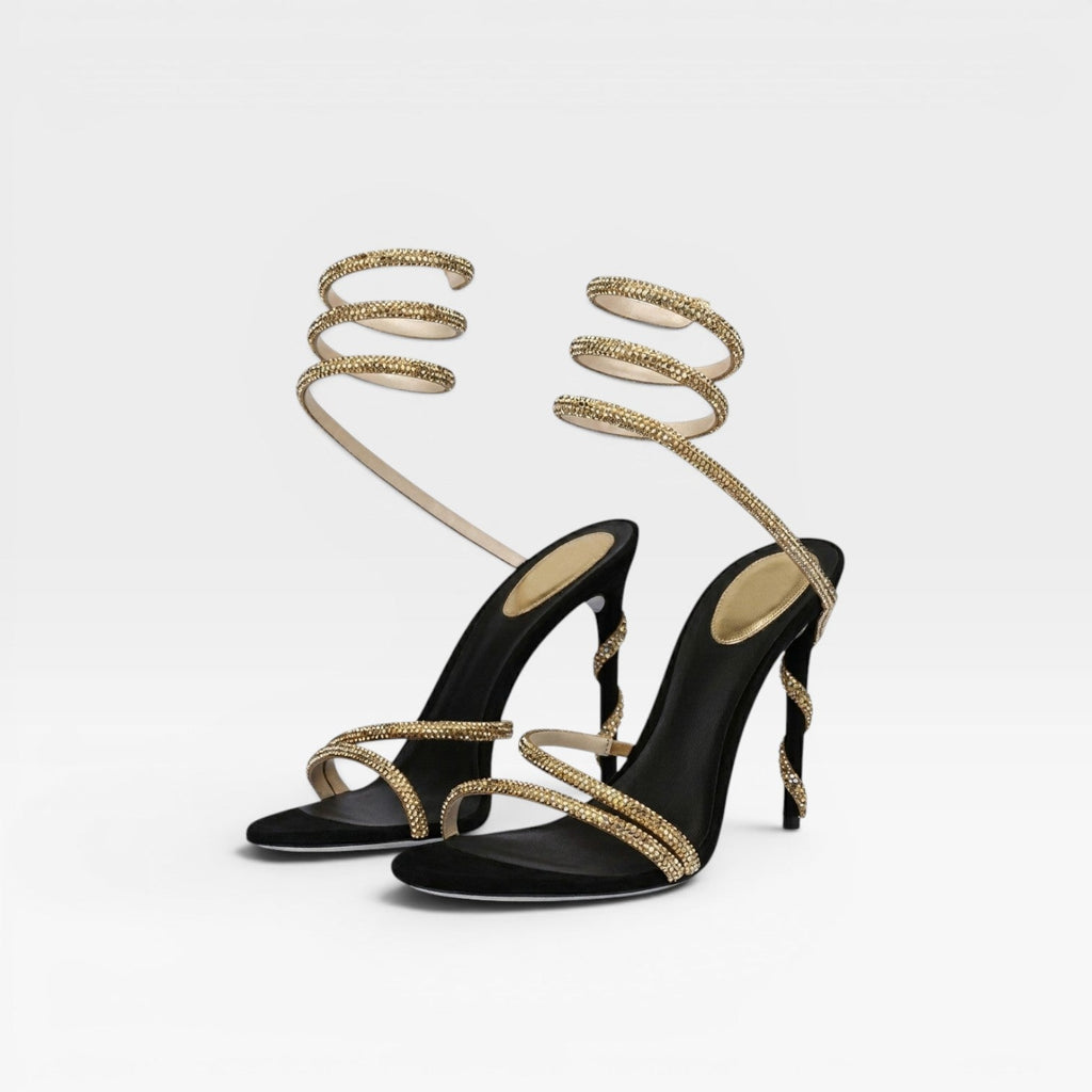 Women's Crystal Stiletto Ankle-Wrap Sandals