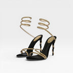 Women's Crystal Stiletto Ankle-Wrap Sandals