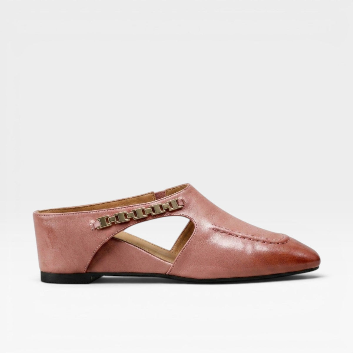 Women's Leather Square-Toe Slip-On Mules