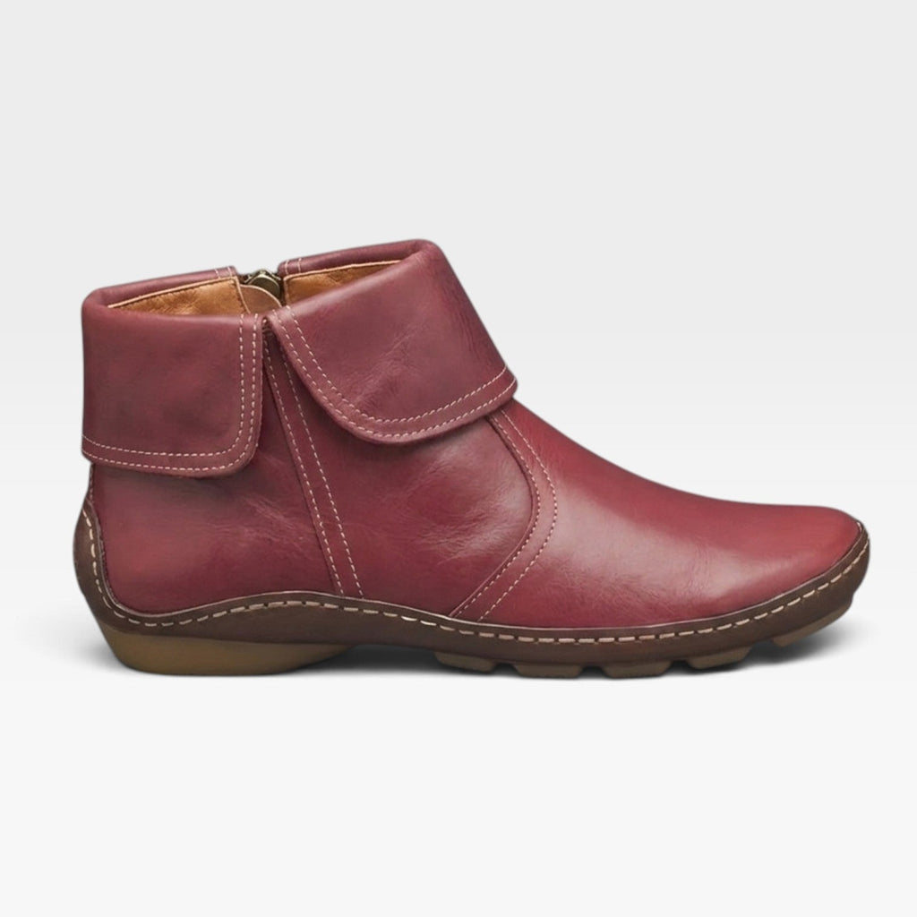 Women's Leather Ankle Boots with Fold-Over Cuff