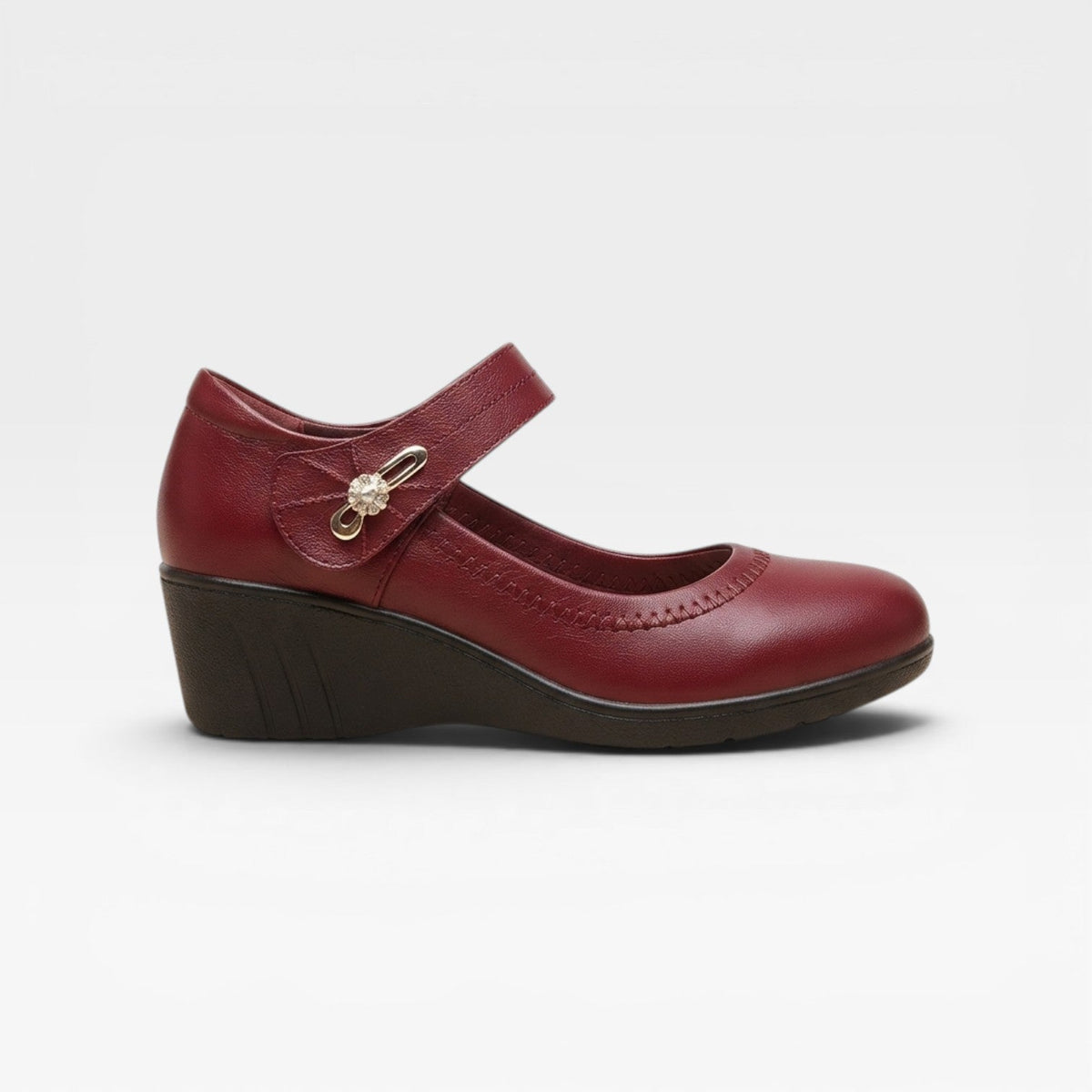 Women's Leather Mary Jane Mid-Heel Pumps
