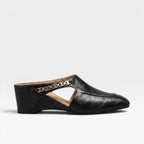 Women's Leather Square-Toe Slip-On Mules