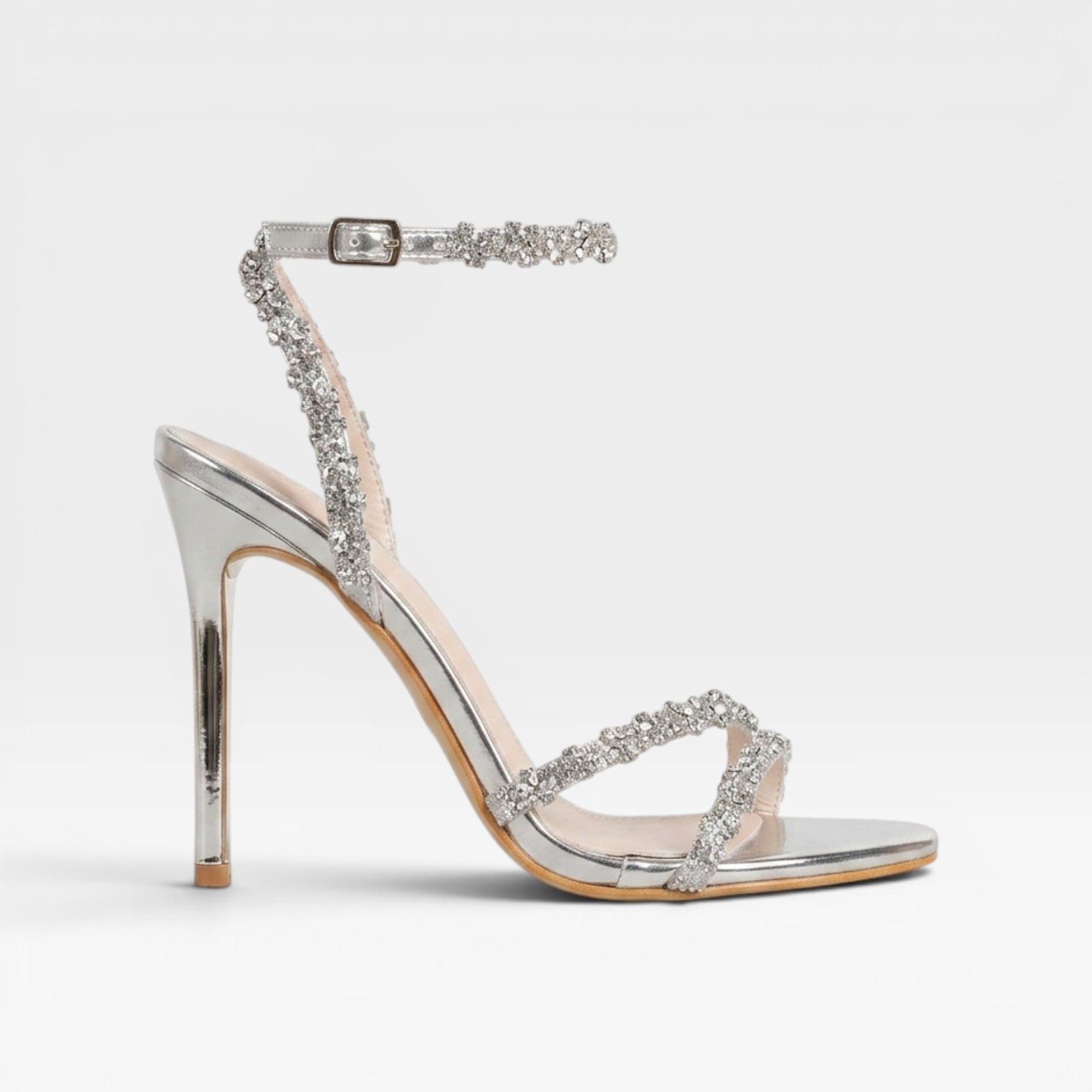 Women's Crystal Strap Open-Toe Stiletto Sandals