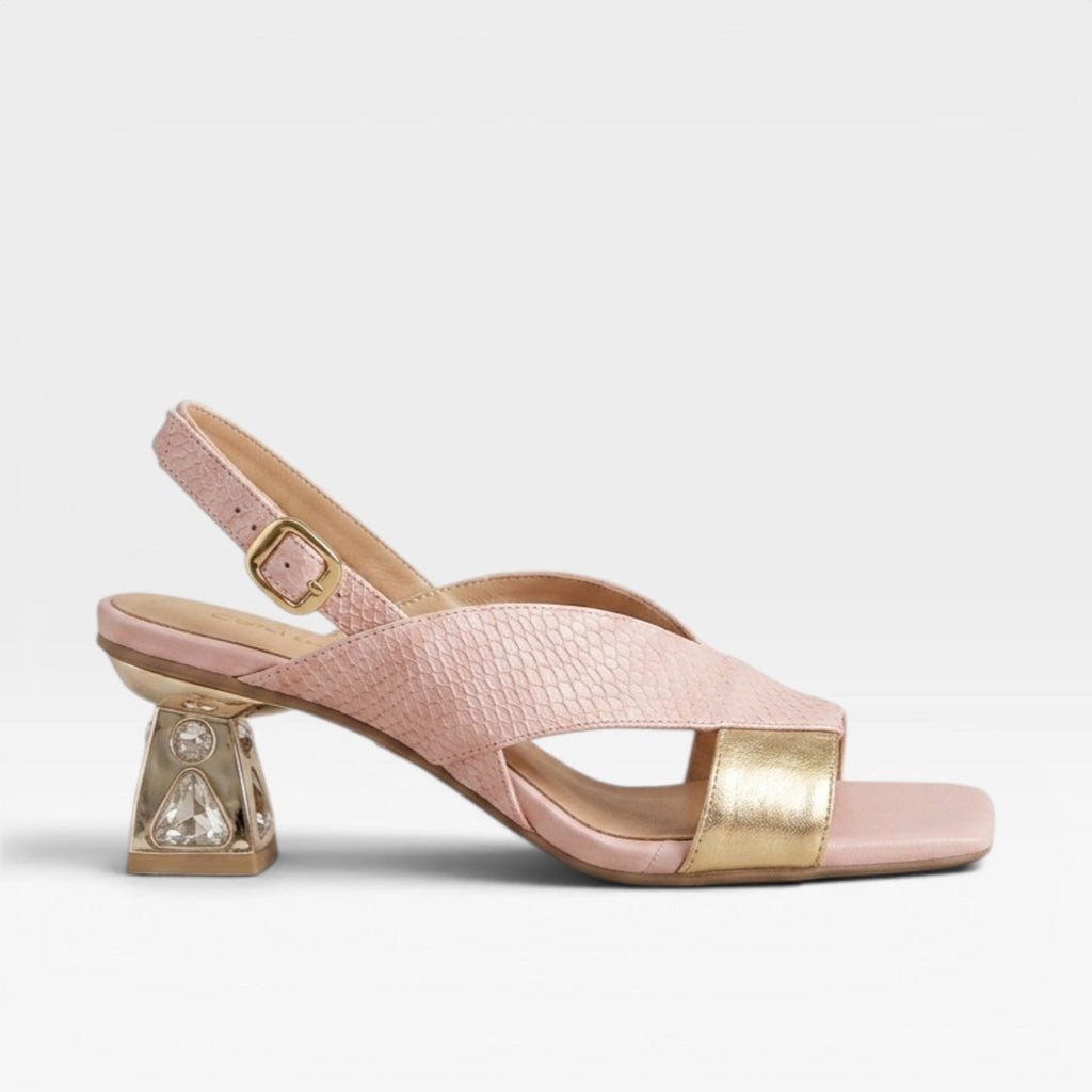 Women's Sculpted Crystal Heel Slingback Sandals