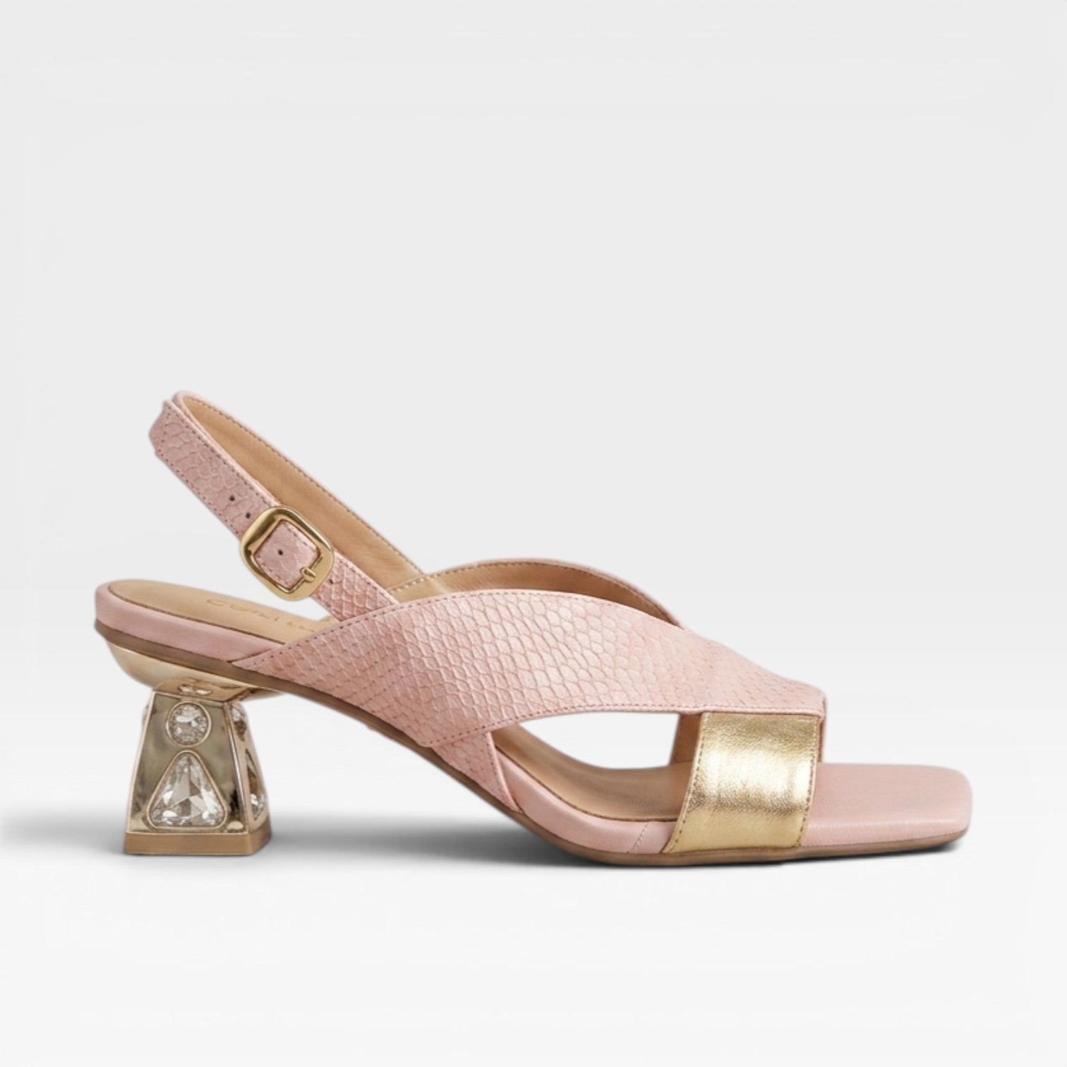 Women's Sculpted Crystal Heel Slingback Sandals