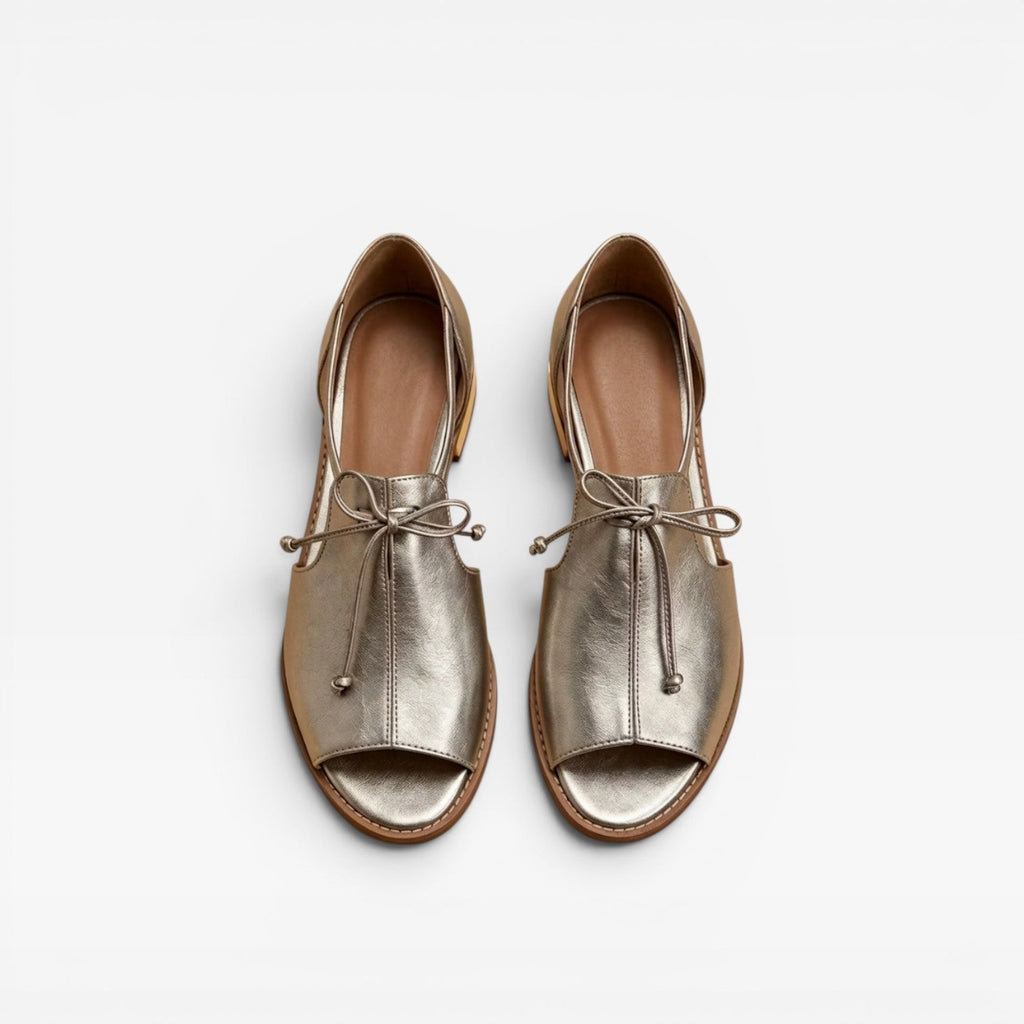 Women's Leather Peep-Toe Ankle-Tie Sandals