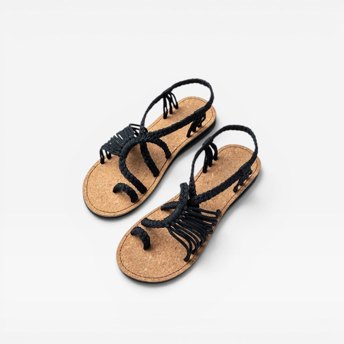 Women's Braided Rope Cork-Sole Sandals