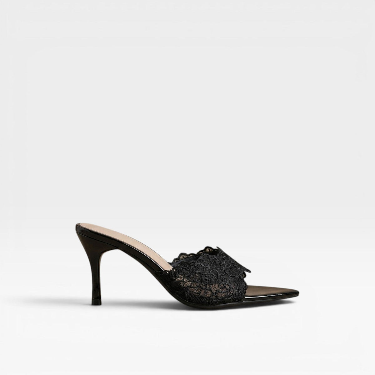 Women's Lace Pointed Toe Mule Heels