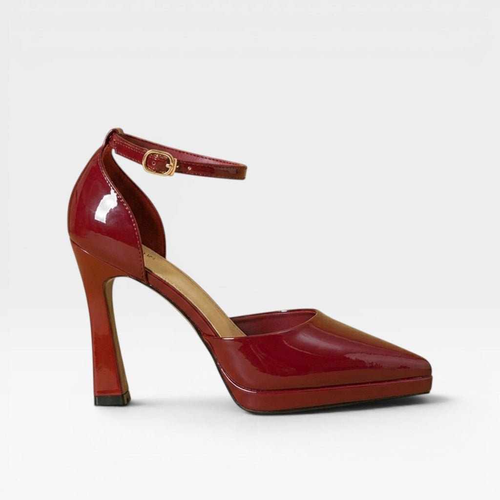 Women's Patent Leather Pointed-Toe Ankle Strap Pumps