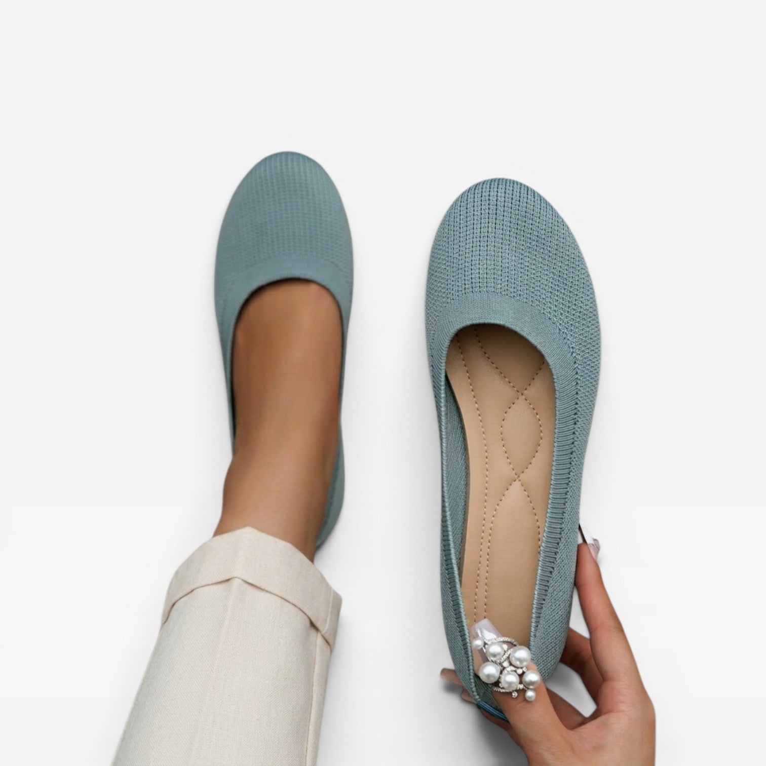 Women's Cushioned Knit Slip-On Ballet Flats