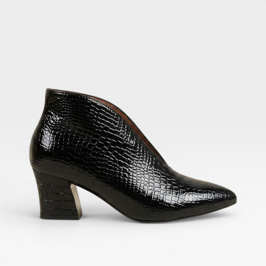 Women's Pointed-Toe Croc-Effect Ankle Boots
