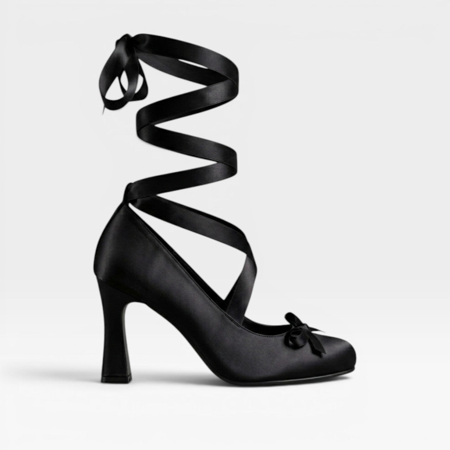 Women's Satin Ribbon Lace-Up Block Heel Pumps