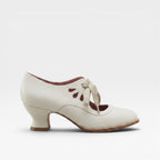 Women's Leather Lace-Up Low Heel Pumps
