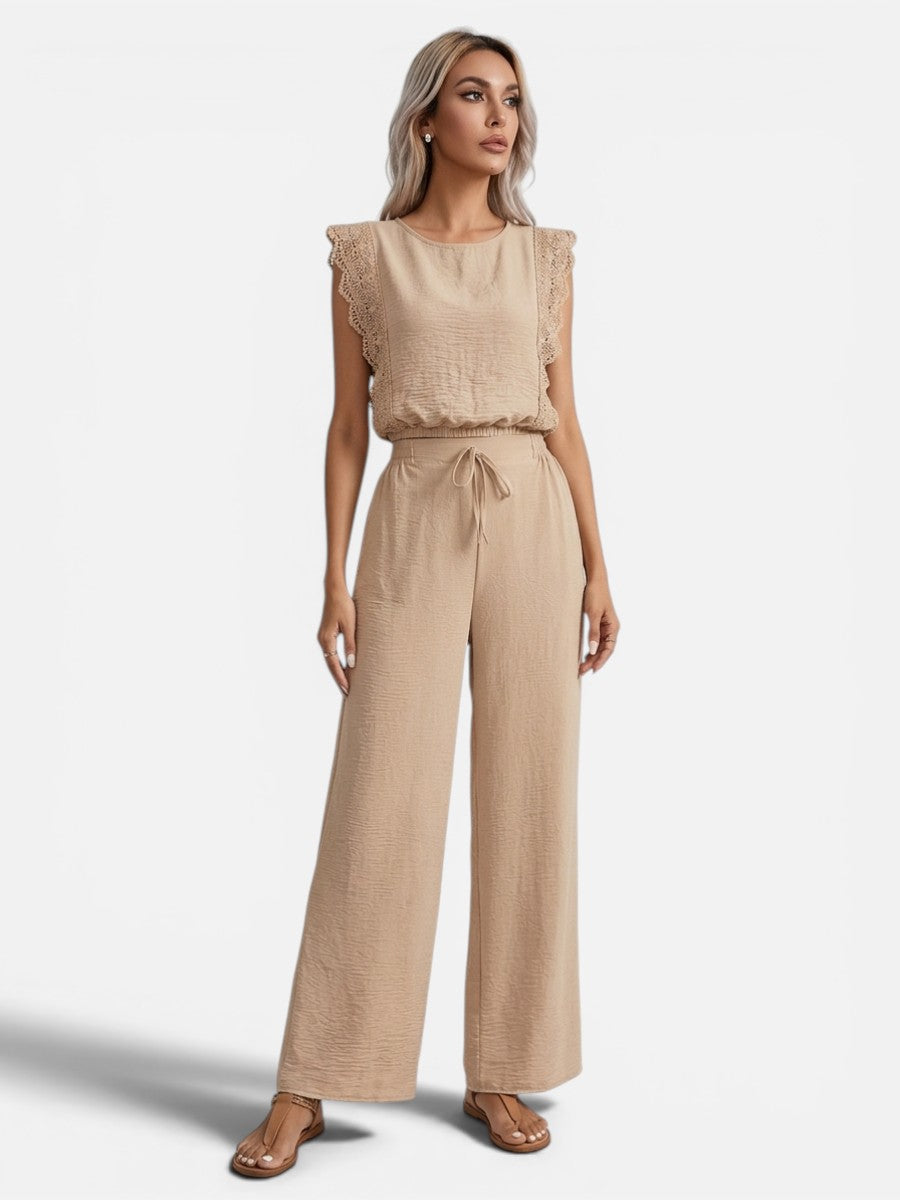 Women's Two-Piece Set with Wide Leg Trousers