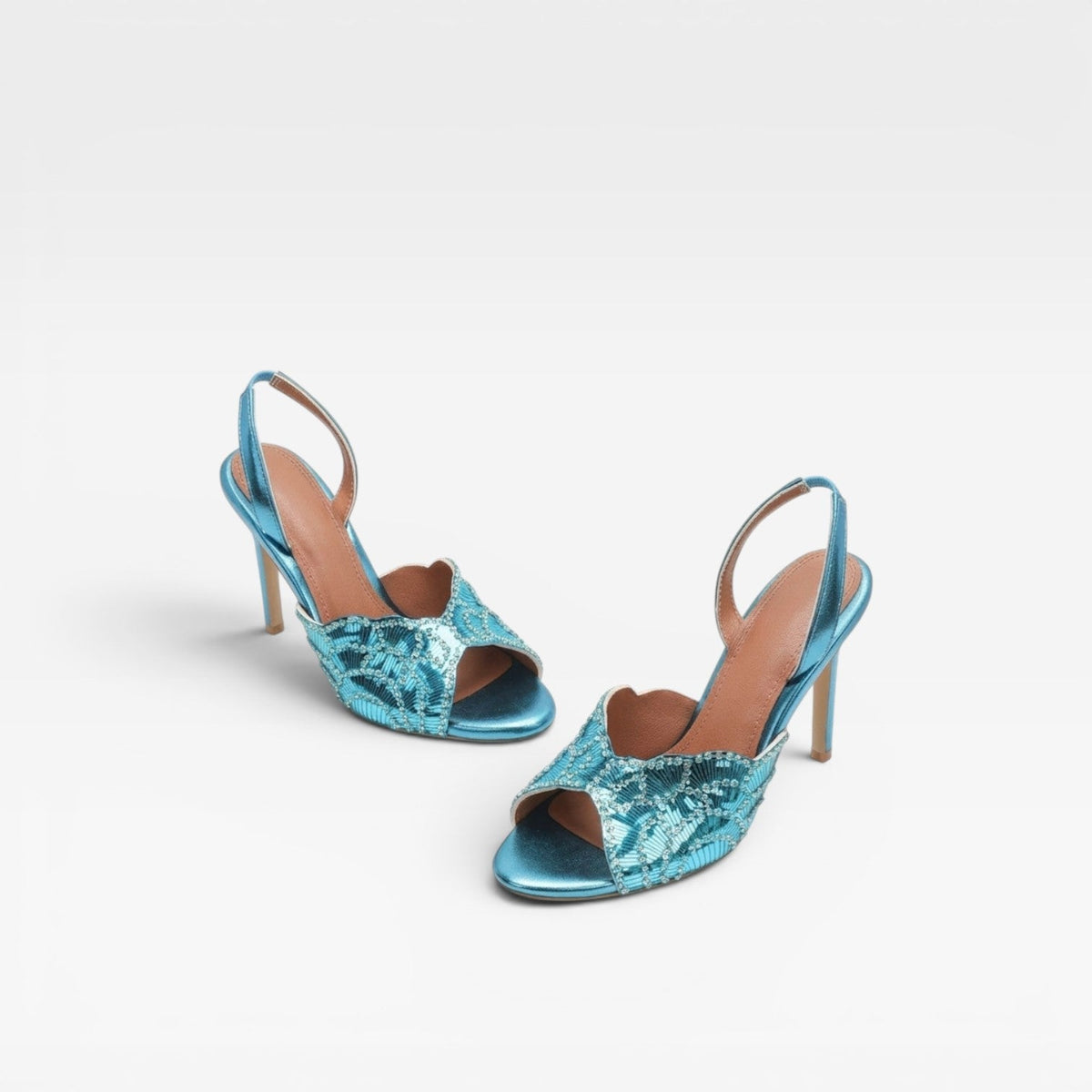 Women's Metallic Slingback Peep Toe Heels